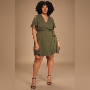 LULU’S Harbor Point Olive Dress Wrap dress XL
